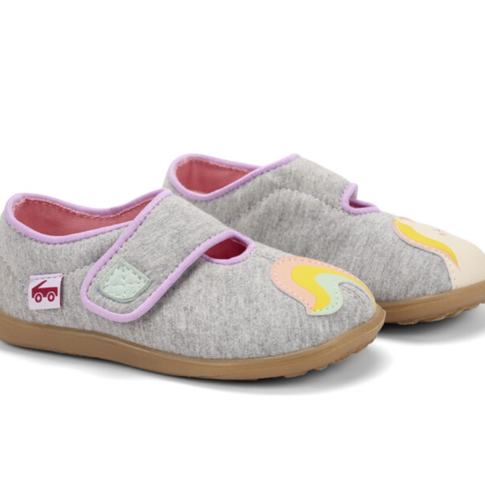 See Kai Run Gray and Pink Slippers with Cozy Design